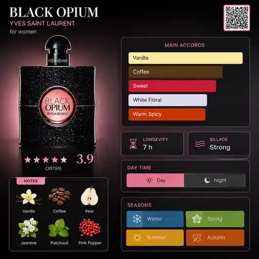 NOUR inspired perfume BLACK OPIUM EAU DE PARFUM 50 ML